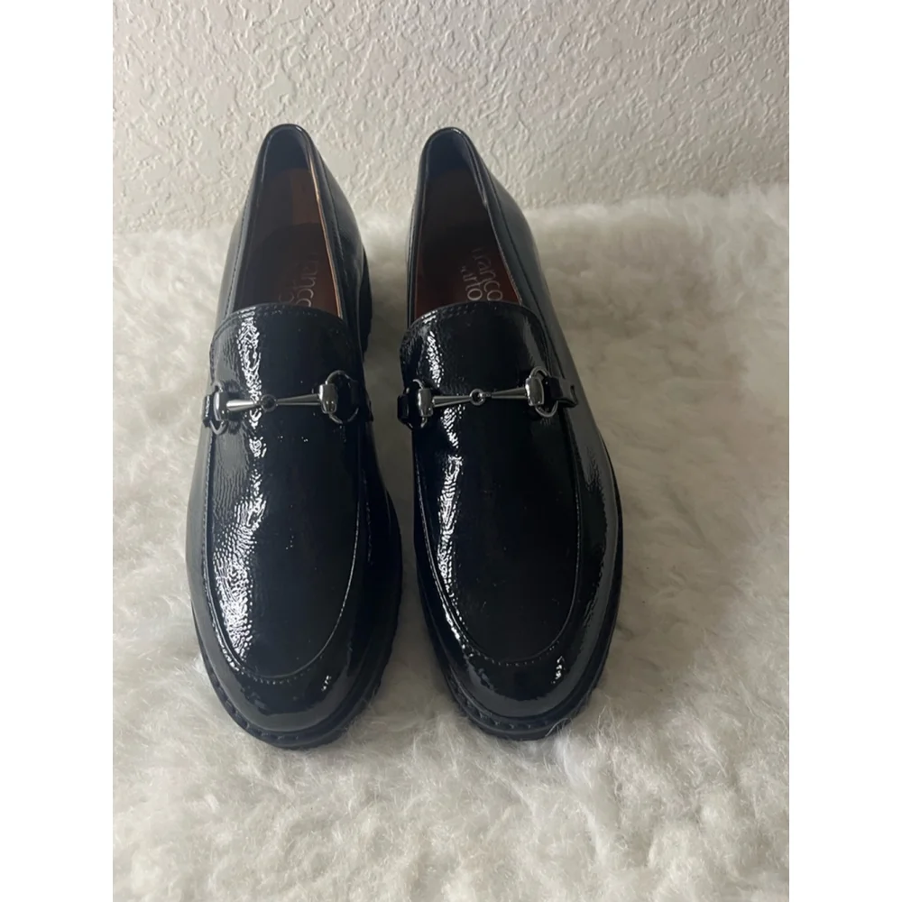 Franco Sarto Cason Black Loafers Faux Leather Women Size 9.5M